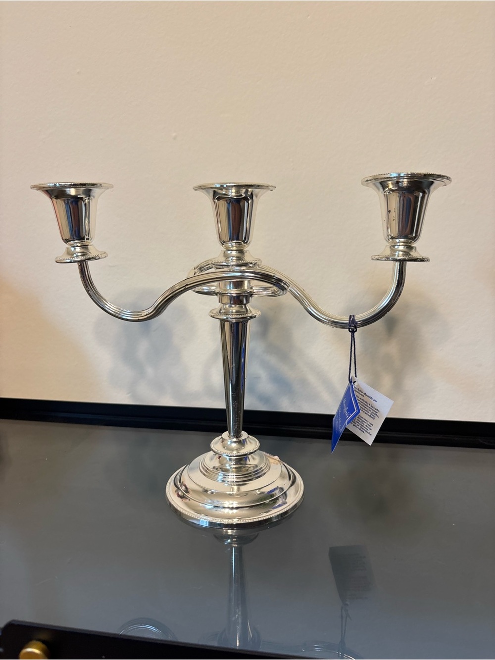 Three-Arm Silver Candelabra Candle Holder